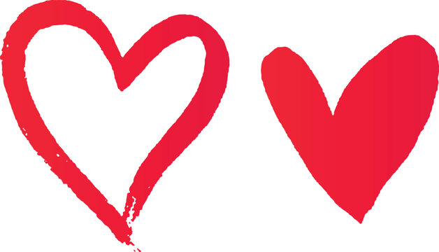 Romantic vector heart outline with rough grunge texture and brush paint. Hand drawn love typography with linear heart element for wedding design. 