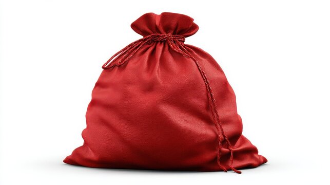 santa bag sack sachel fullof gift isolated on white background png ai generated