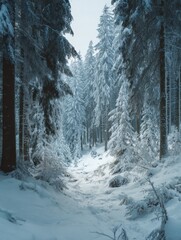 frozen winter forest with snow covered trees outdoor no logos no brands ar 34