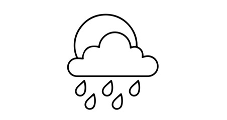 Fototapeta premium Vector Icon of Sun Behind Cloud with Rain Droplets