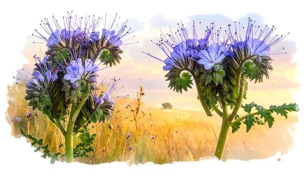 Beautiful Wildflowers in Golden Wheat Field.