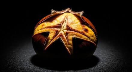 Dramatic Chestnut Macro Photography Showing Star Shape and Intricate Natural Details