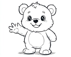 Cute cartoon bear character waving happily.