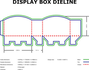 Display Box Dieline — Retail Packaging Layout Template with Bleed, Trim, and Crease Guides