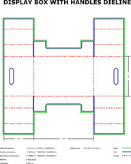 Display Box with Handles Dieline &mdash; Retail Packaging Template with Bleed, Trim, and Crease Guides