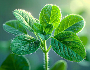 Macro Close-up of Hairy Seedling Leaves with Backlight Flare
