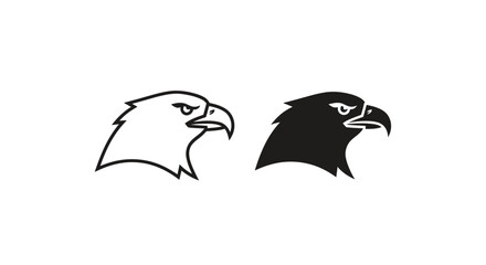 Obraz premium Eagle Head Icon Outline and Silhouette Vector Set