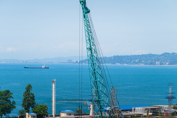 View of the Black Sea, Batumi Sea port from distance