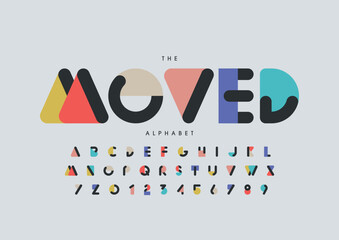 Creative Design vector Font of twisted Ribbon for Title  Header  Lettering  Logo. Funny Entertainment Active Sport Technology areas Typeface. Colorful rounded Letters and Numbers.