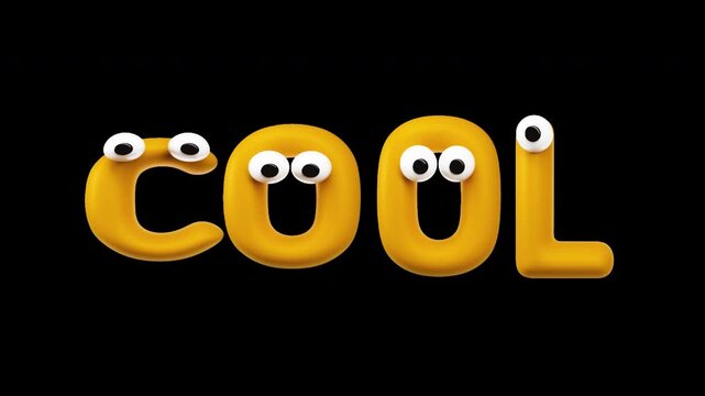 Cool - Funny 3D Cartoon Letters with Googly Eyes, Looping Animation on Alpha Channel