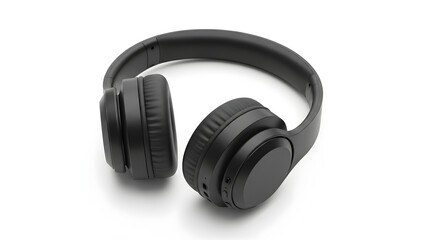 Contemporary black over-ear headphones on a pristine white surface, offering a premium audio experience for music, calls, and entertainment enjoyment