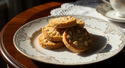 Elegant Cookies Displayed on a Decorative Plate, Perfect for Any Occasion