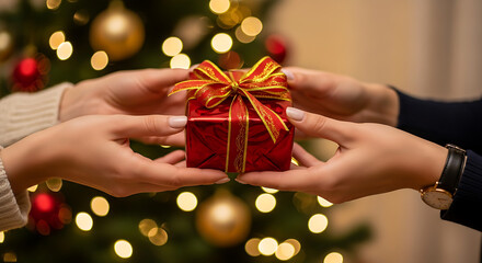 Christmas gift exchange holiday present giving concept