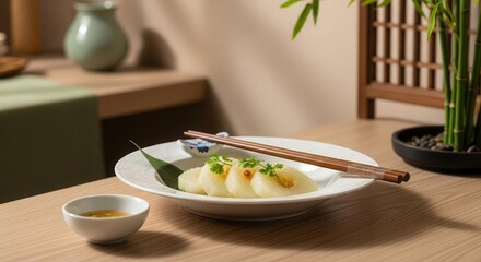 Elegant Eastern Cuisine With Refreshing Delightful Food Presentation Placed On Appealing Table