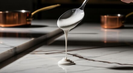 Elegant Droplets: A Culinary Exploration of Smooth Textures and Luxurious Materials