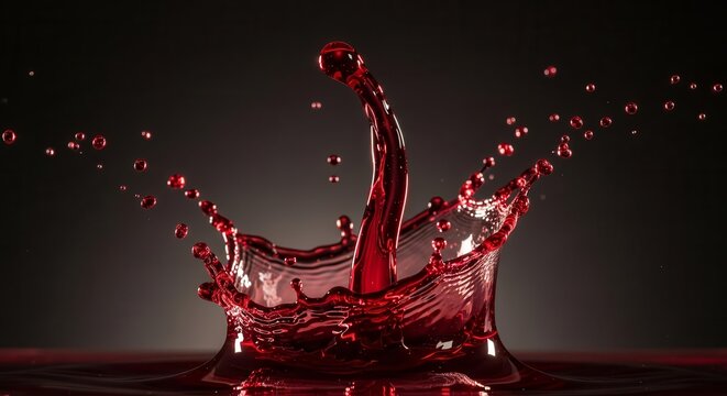 Dramatic Red Liquid Crown Splash on a Dark Background with Elegant Details