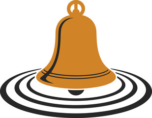 Vector illustration of a golden bell on transparent background