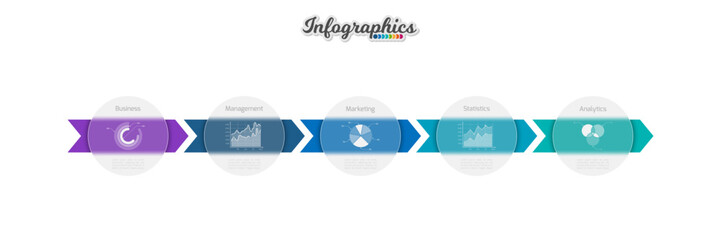 Infographic design template. Progress bar with translucent elements. Vector infographic illustration can be used for chart, diagram, web design, presentation, workflow layout