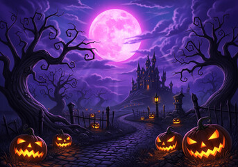 Fototapeta premium halloween background with pumpkins