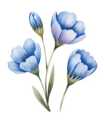 Blue flax blossoms in soft watercolor.