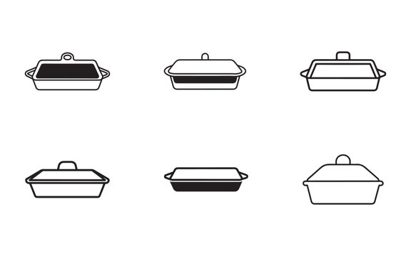 Elegant casserole dish set vector illustration showcasing cooking and serving containers in a clean and modern minimalist style for culinary designs