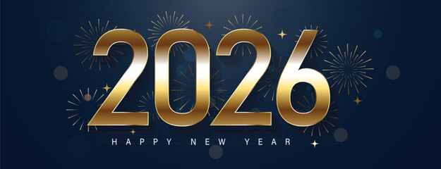 2026 Happy New Year Background Design. Greeting Card, Banner, Poster. Vector Illustration.