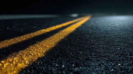 A black asphalt surface with visible texture, cracks, and fine details, photorealistic and cinematic.