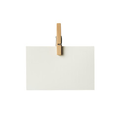 Wooden Clothespin Holding a Blank White Card plain held