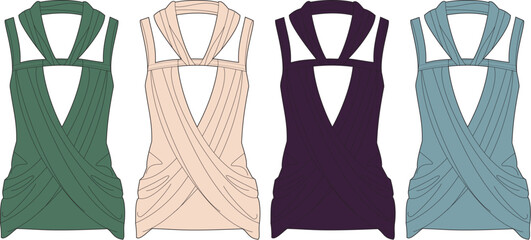 Assorted Fashionable Women's Sleeveless Dress Designs for Various Occasions and Styles