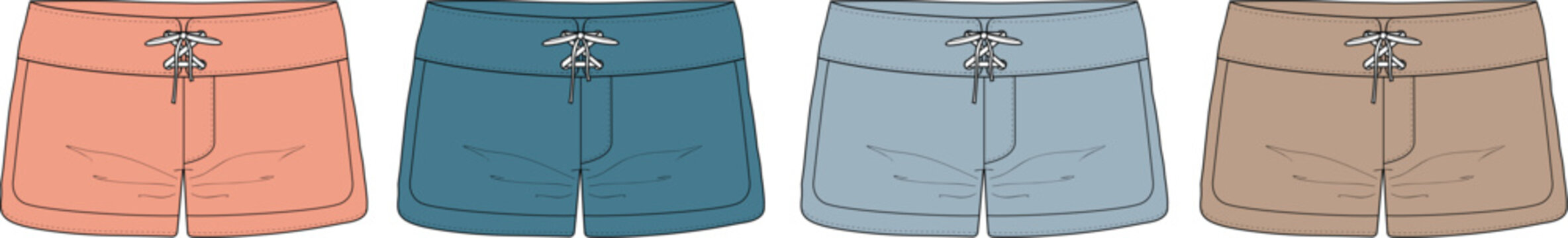 A stylish assortment of men's summer board shorts in various colors, perfect for beach trips, poolside relaxation, and warm-weather adventures, combining comfort and contemporary fashion