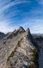 Majestic Rocky Ridge Peak Overlook With Sharp Summit Lines in British Columbia, Canada