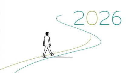Man walking toward future year 2026