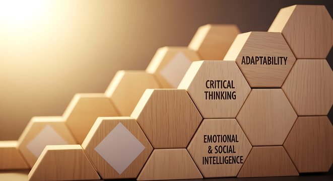 Abstract gold bars and honeycomb hexagon pattern in a 3D geometric design concept