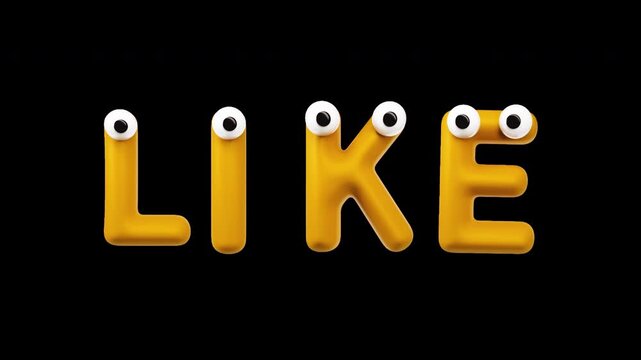 Like - Funny Googly Eyes Cartoon Letters, Seamless Loop on Alpha Channel