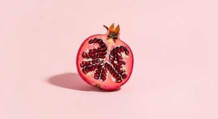 Isolated fresh ripe red pomegranate fruit on black and white backgrounds perfect for holiday food decoration