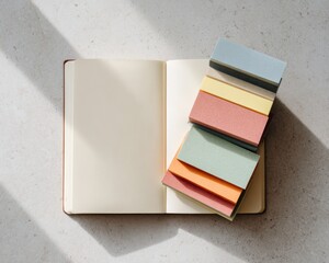 Notebook and colorful sticky notes