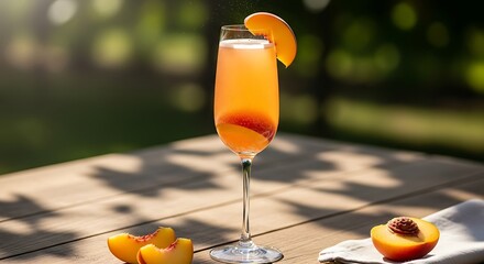 Tropical fruit juice or a refreshing cocktail with ice in a glass on a summer beach table is a fresh cold beverage