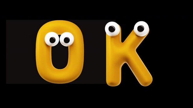 OK - Funny Googly Eyes Cartoon Letters on Alpha Channel