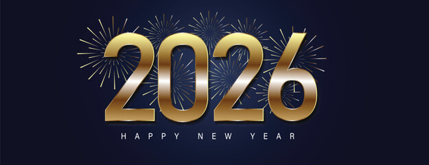 2026 Happy New Year Background Design. Greeting Card, Banner, Poster. Vector Illustration.
