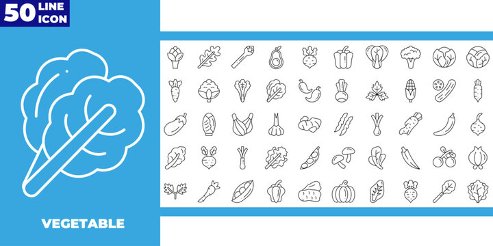 Vegetable line icon pack