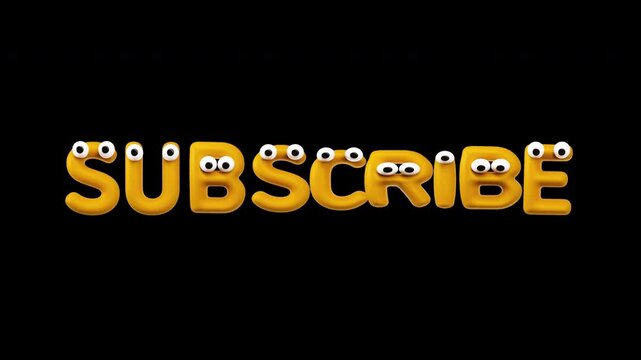 Subscribe - Looping Kawaii Lettering with Googly Eyes on Alpha Channel