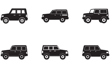 Set of Silhouette SUV Cars for Off Road Adventures and Urban Transportation Solutions Offering Versatile and Rugged Vehicle Options in Automotive Design