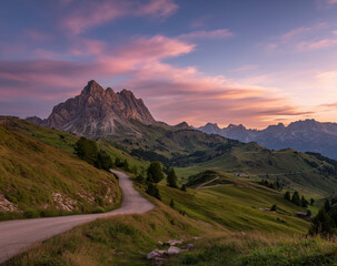 Scenic Mountain Road at Sunset in Peaceful Valley