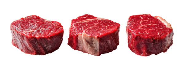 Three raw beef steaks, close-up (3)