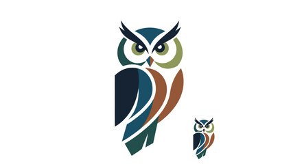 Fototapeta premium Stylized owl illustration a modern flat logo and branding