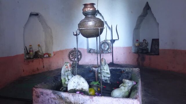 Shiva Lingam (Shivlinga) with Shiv Parivar and Lord Shiva family (Shiv, Parvati, Ganesha and Kartikeya Murti) b roll Videos