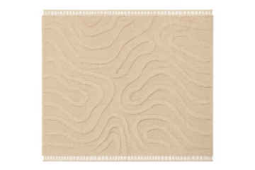 Beige patterned rug with abstract swirl design