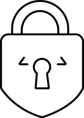 Outline Icon of a Padlock: Security, Privacy, Protection, and Data Encryption Vector Illustration in Simple Black and White Style