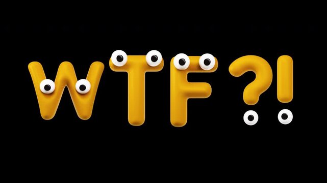 WTF - Cartoon Letters with Googly Eyes on Alpha Channel