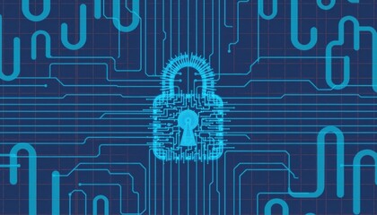 Cyber Security Encryption Lock Digital Internet Background Abstract Blue Concept Secure Environment Viewpoint